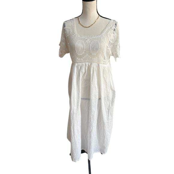 Anthropologie Dresses & Skirts - Vintage Inspired White Cotton Crochet Lace Dress Women’s Small Boho Cottagecore